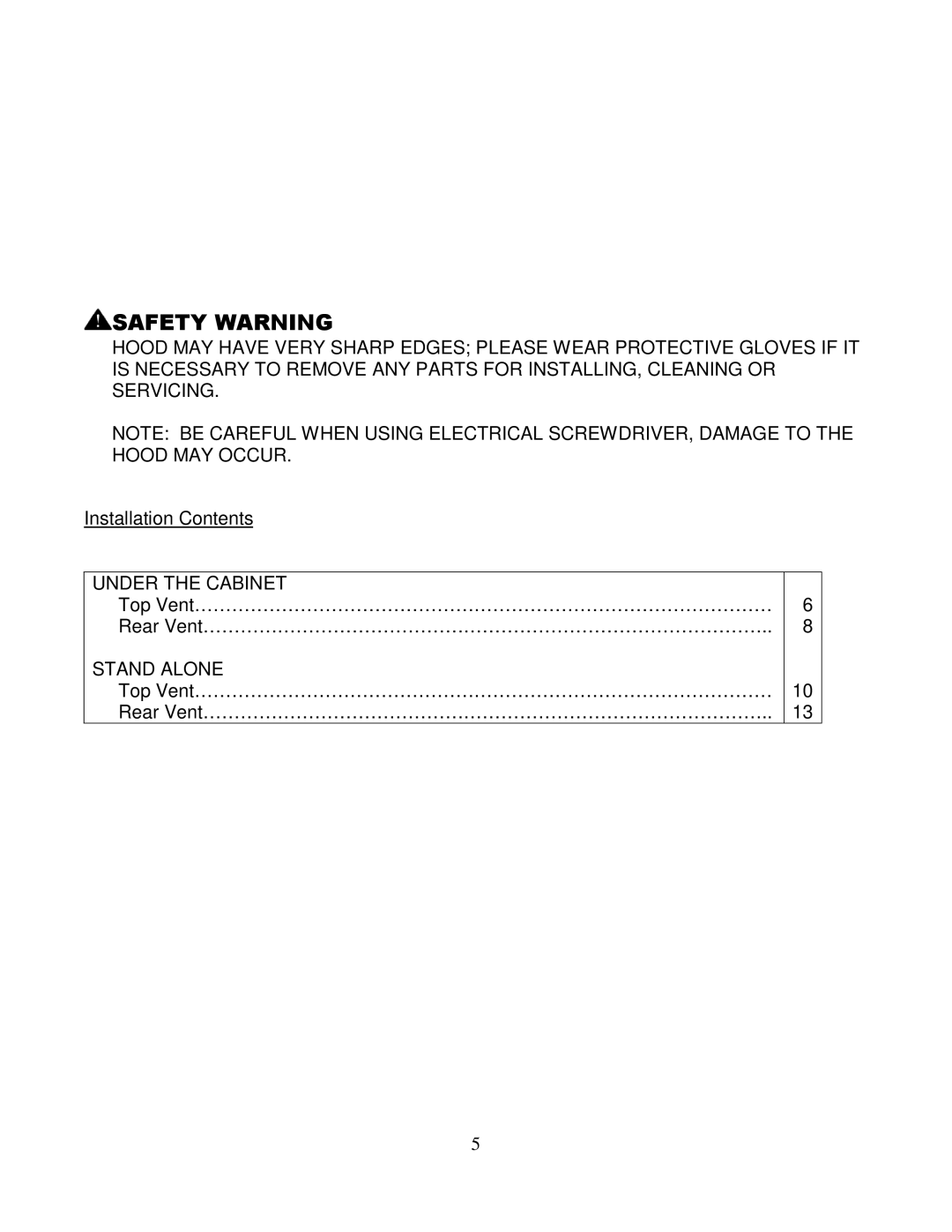 Kobe Range Hoods CH2230SQ, CH2236SQ installation instructions Safety Warning 