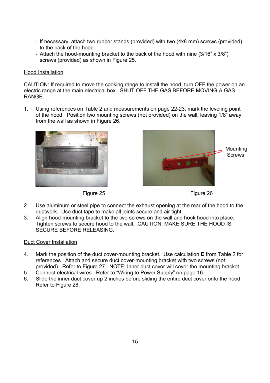 Kobe Range Hoods CH2748SQB, CH2730SQB, CH2736SQB, CH2742SQB installation instructions 