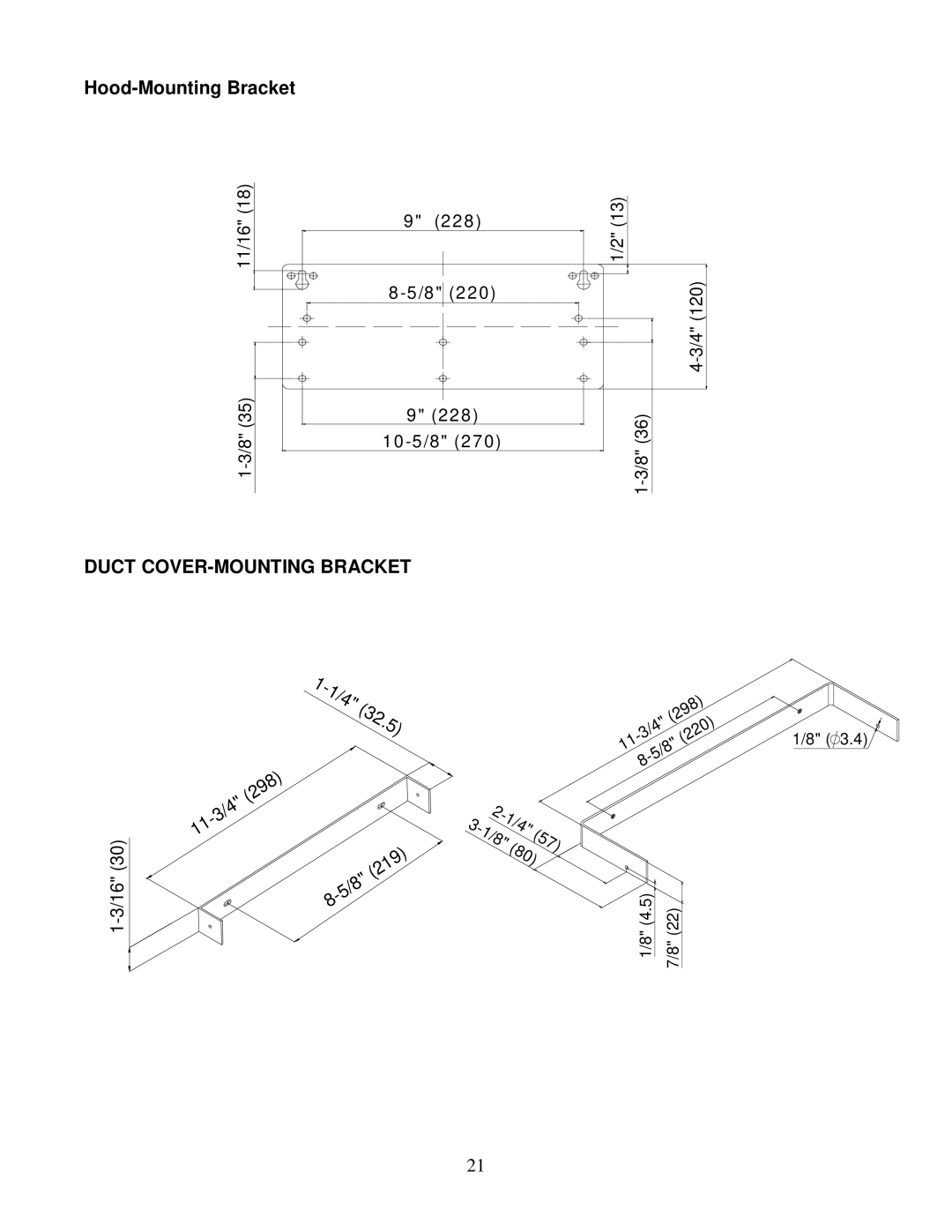 Kobe Range Hoods CH7630SQB, CH7642SQB, CH7648SQB, CH7636SQB installation instructions Duct COVER-MOUNTING Bracket 