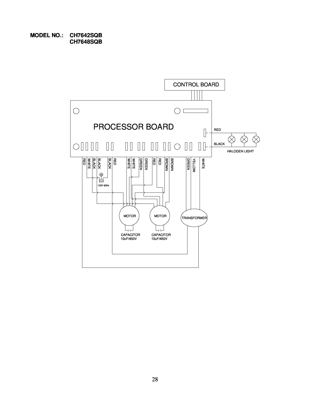 Kobe Range Hoods CH7636SQB, CH7630SQB Processor Board, MODEL NO. CH7642SQB CH7648SQB, Control Board 