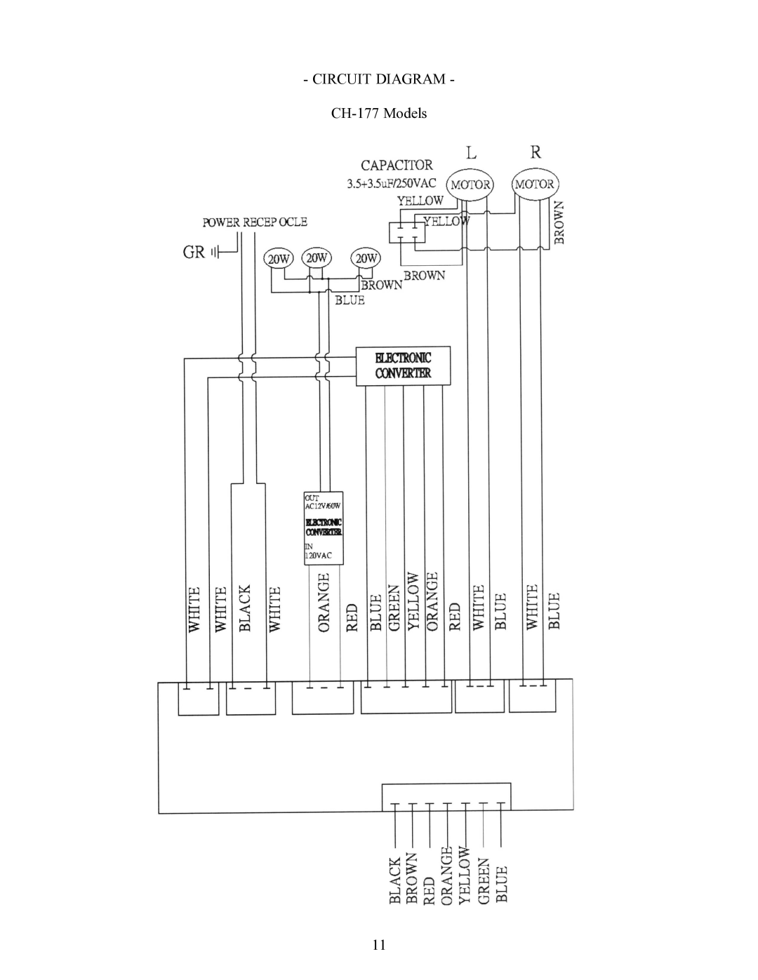 Kobe Range Hoods CH7736SQ, CH7730SQ, CH7748SQ, CH7742SQ manual Circuit Diagram 