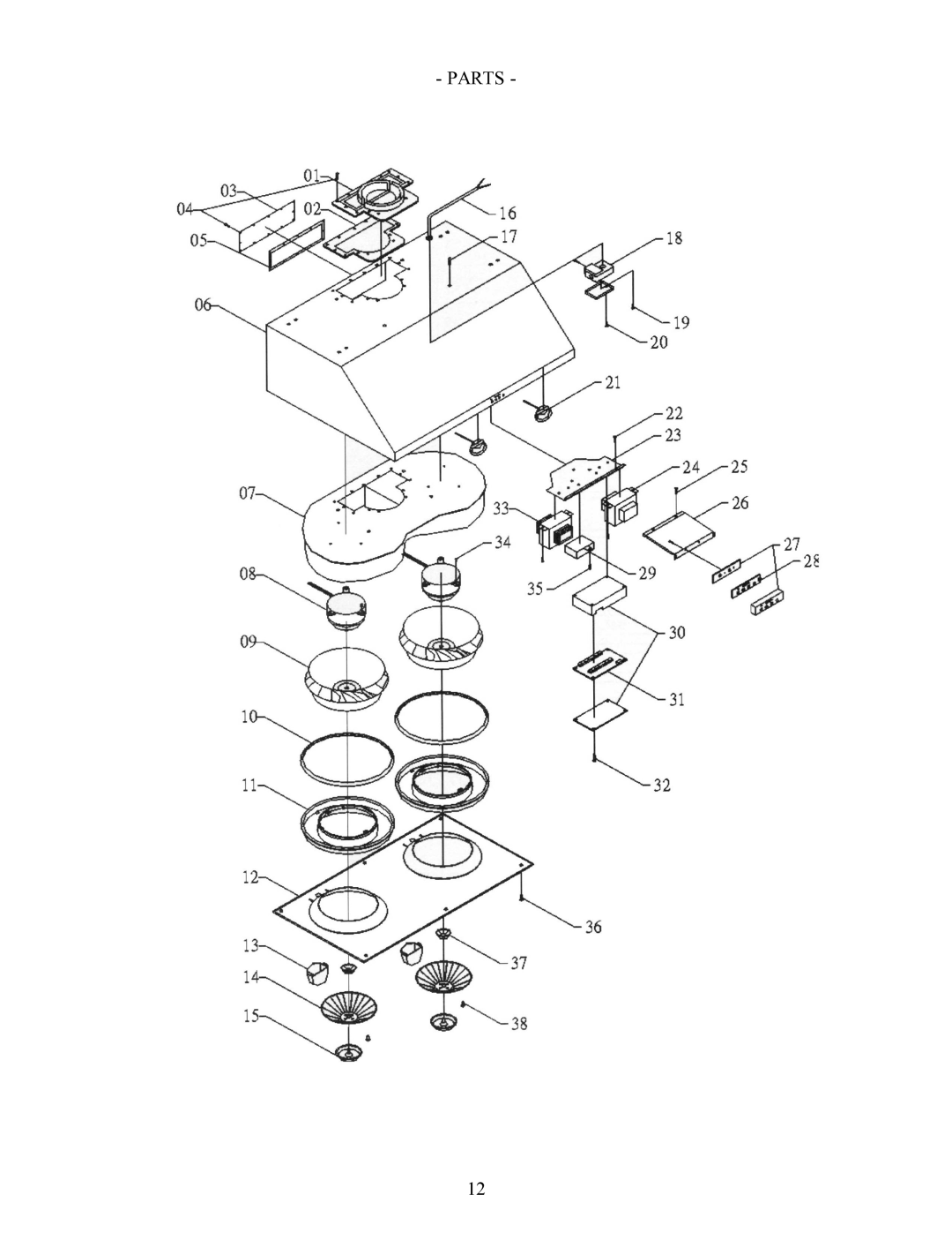 Kobe Range Hoods CH7730SQ, CH7736SQ, CH7748SQ, CH7742SQ manual Parts 