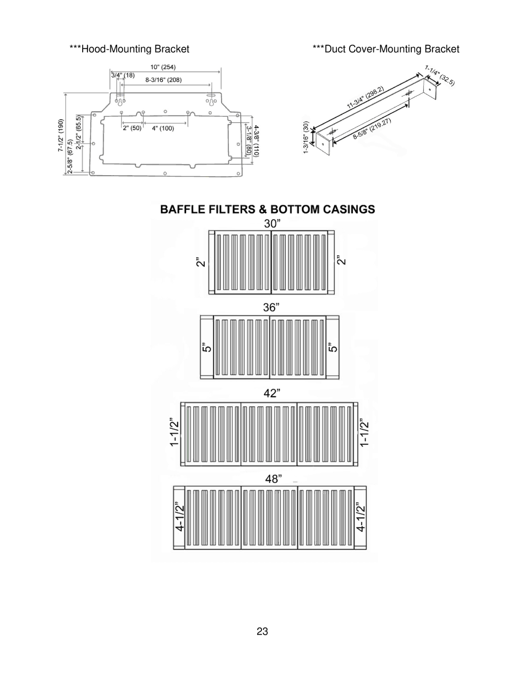 Kobe Range Hoods CH7942SQB, CH7936SQB, CH7948SQB, CH7930SQB Hood-Mounting Bracket Duct Cover-Mounting Bracket 