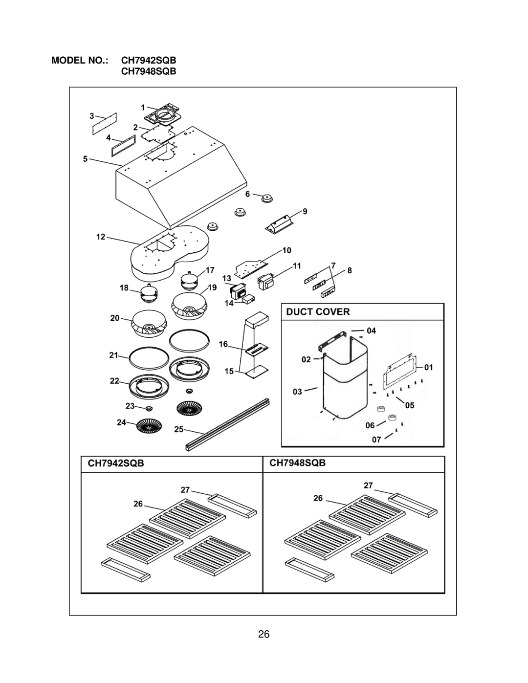 Kobe Range Hoods CH7936SQB, CH7930SQB installation instructions Model NO. CH7942SQB CH7948SQB 