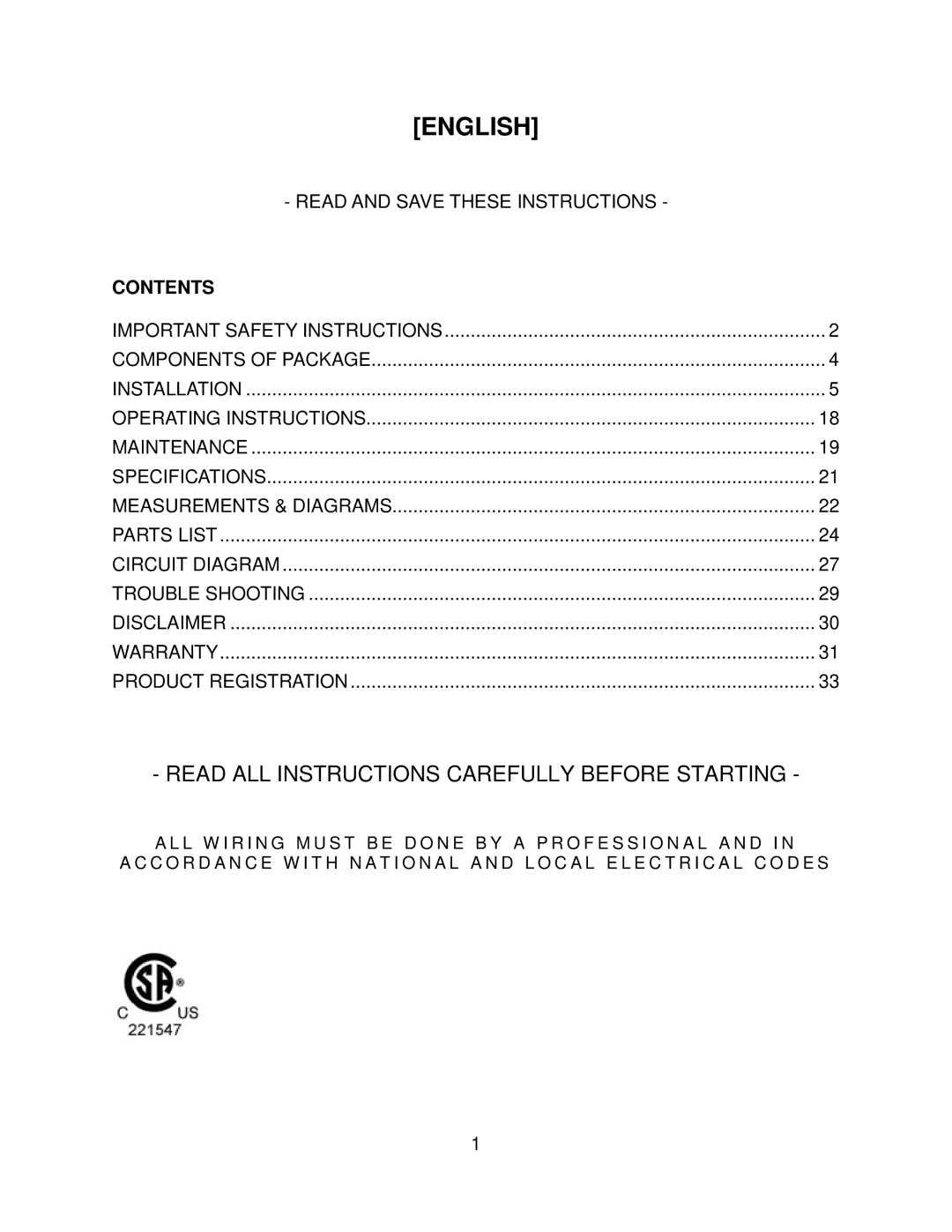 Kobe Range Hoods CH7930SQB, CH7936SQB, CH7942SQB, CH7948SQB installation instructions English 