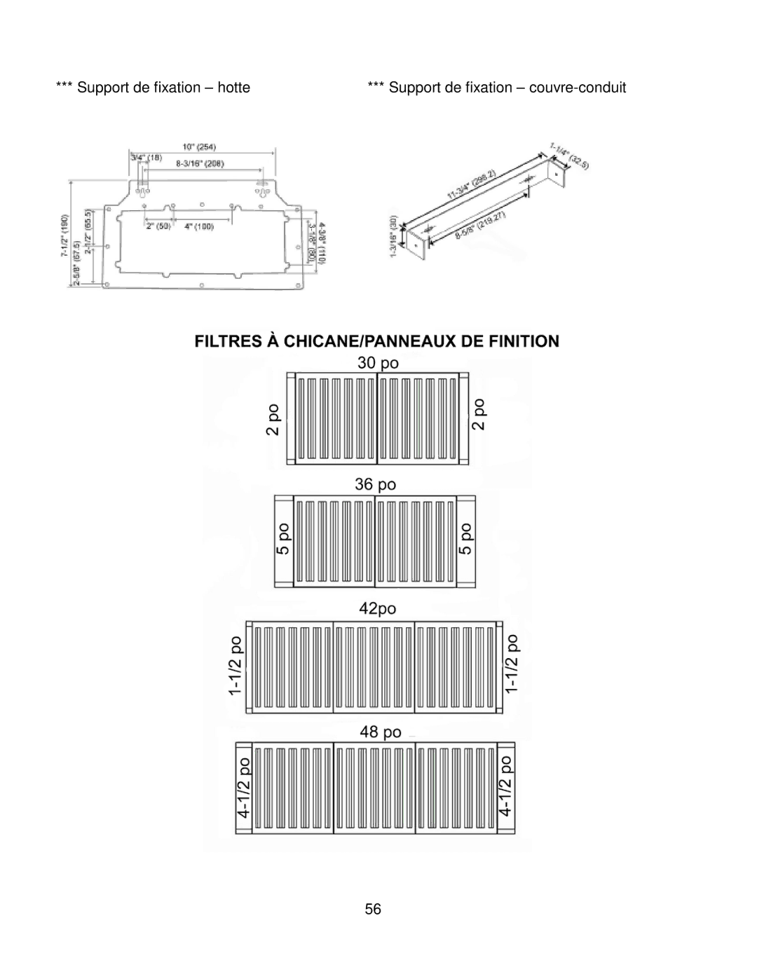 Kobe Range Hoods CH7948SQB, CH7936SQB, CH7942SQB, CH7930SQB Support de fixation hotte Support de fixation couvre-conduit 