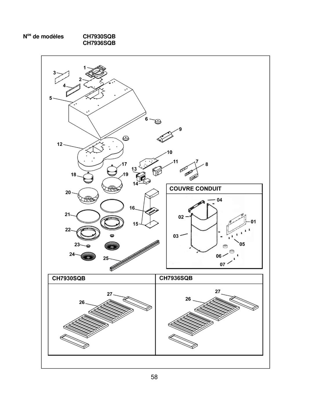 Kobe Range Hoods CH7936SQB, CH7942SQB, CH7948SQB installation instructions CH7930SQB 