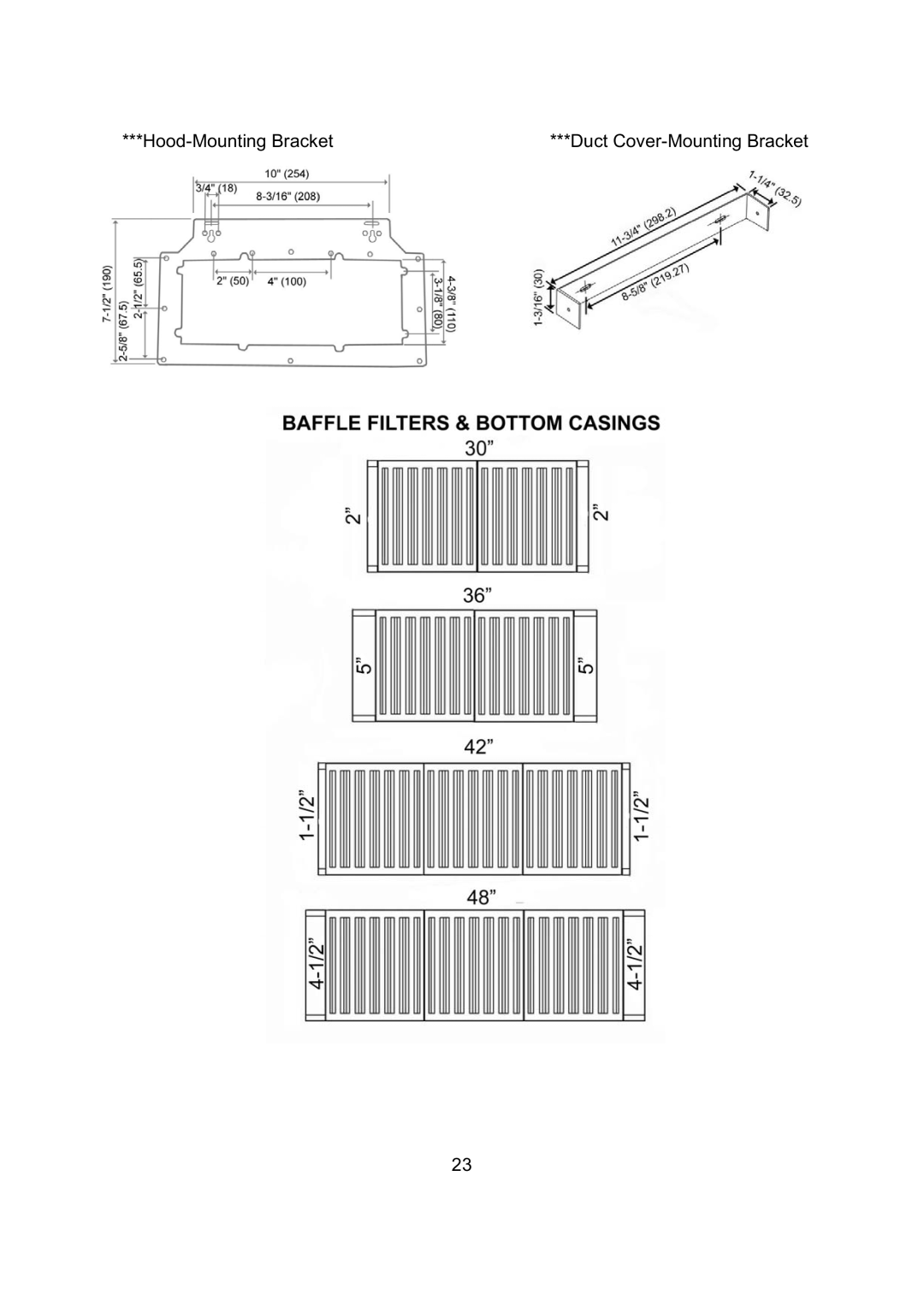 Kobe Range Hoods CH7942SQB, CH7936SQB, CH7948SQB, CH7930SQB Hood-Mounting Bracket Duct Cover-Mounting Bracket 