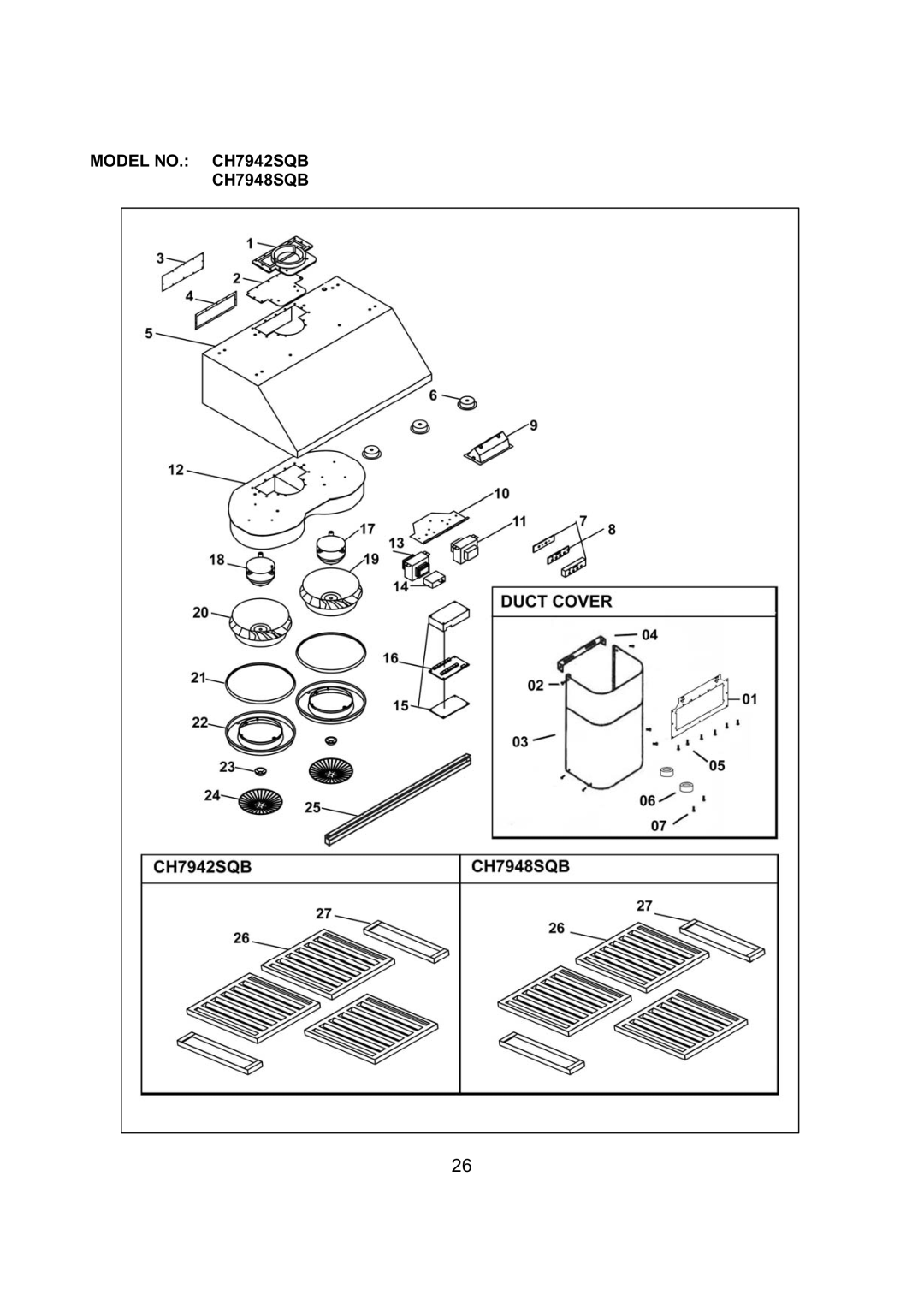 Kobe Range Hoods CH7936SQB, CH7930SQB installation instructions Model NO. CH7942SQB CH7948SQB 