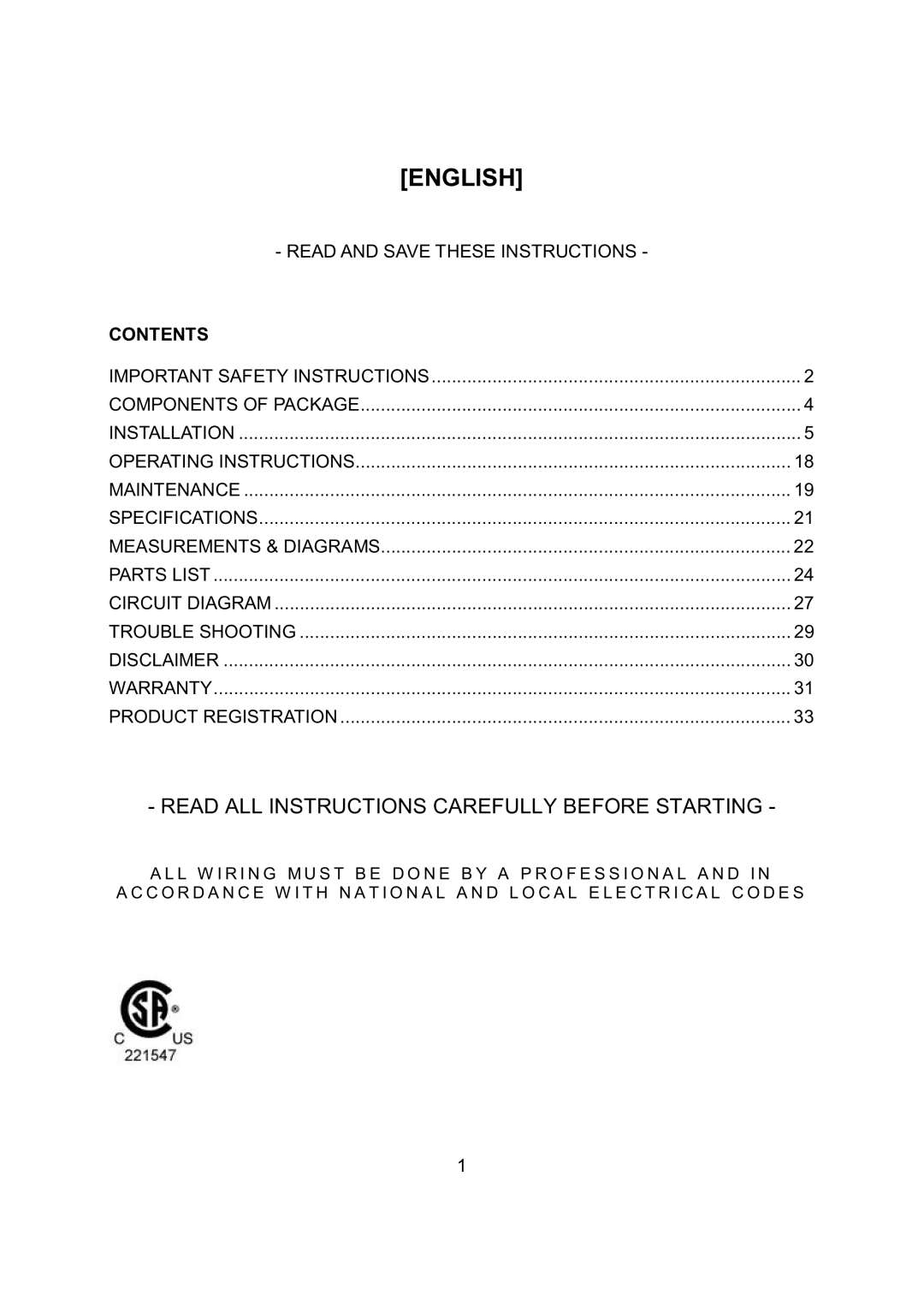 Kobe Range Hoods CH7930SQB, CH7936SQB, CH7942SQB, CH7948SQB installation instructions English 