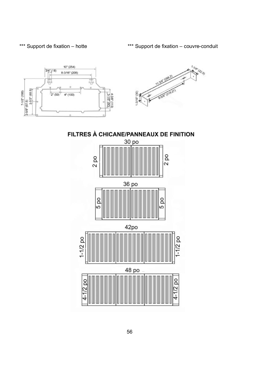 Kobe Range Hoods CH7948SQB, CH7936SQB, CH7942SQB, CH7930SQB Support de fixation hotte Support de fixation couvre-conduit 