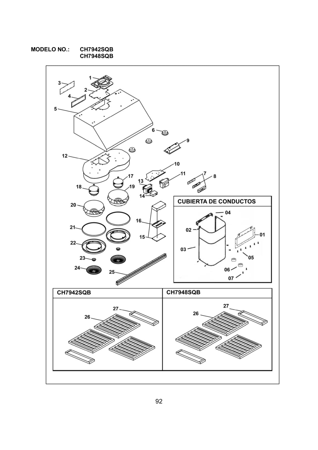 Kobe Range Hoods CH7936SQB, CH7930SQB installation instructions Modelo NO. CH7942SQB CH7948SQB 