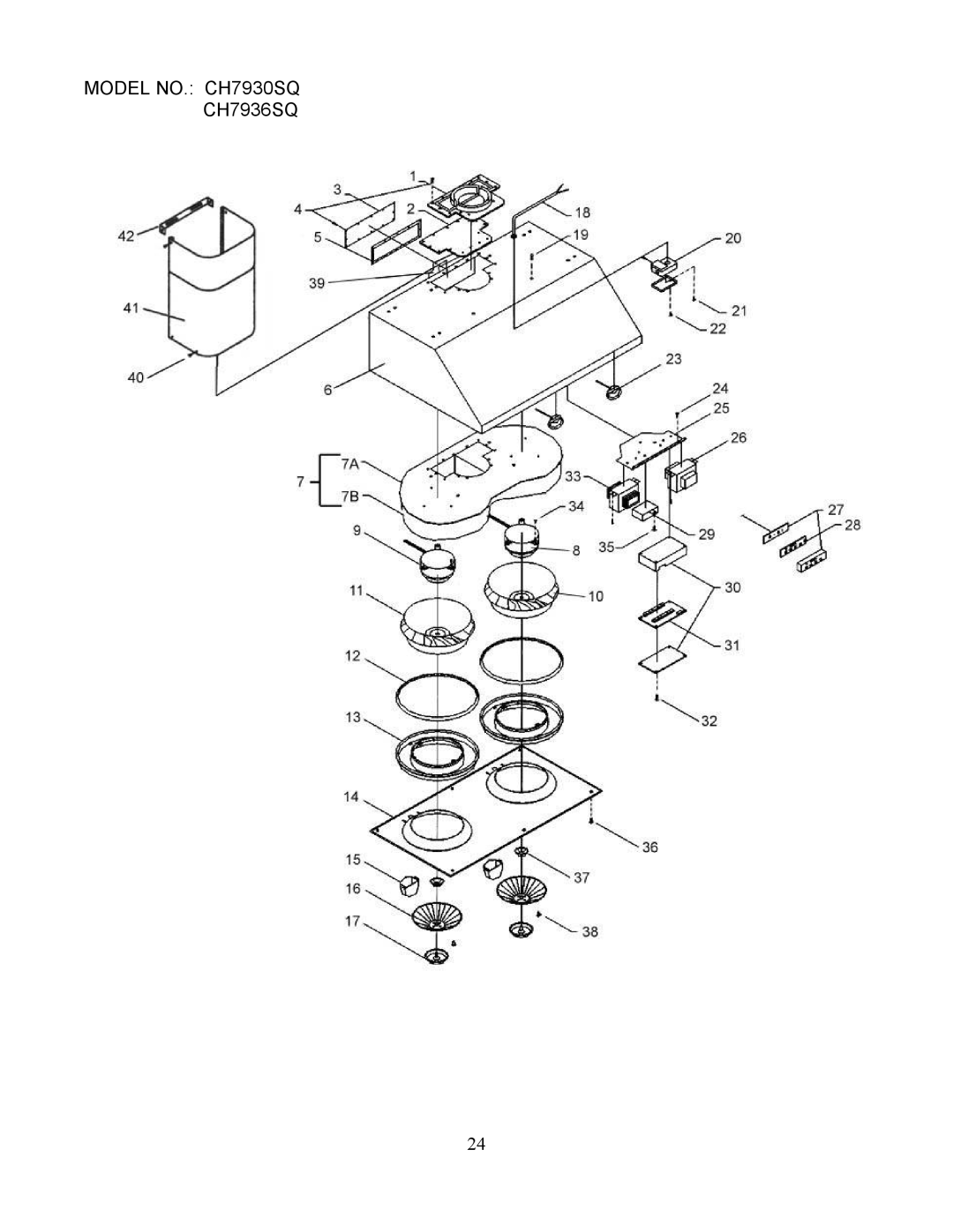 Kobe Range Hoods CH7942SQ, CH7948SQ, CH7930SQ manual CH7936SQ 