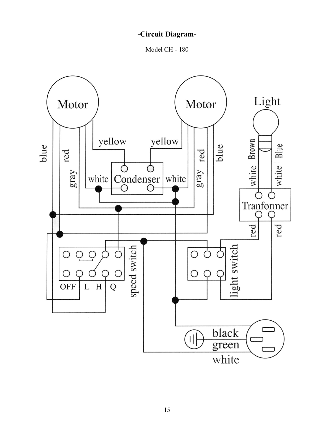 Kobe Range Hoods CH8036SQ installation instructions Circuit Diagram 