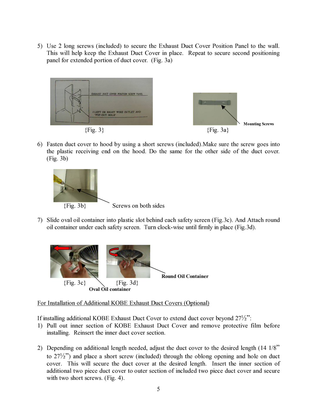 Kobe Range Hoods CH8036SQ installation instructions Screws on both sides 