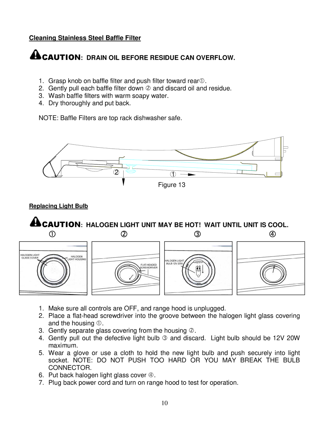 Kobe Range Hoods CH8136SQB installation instructions Cleaning Stainless Steel Baffle Filter 