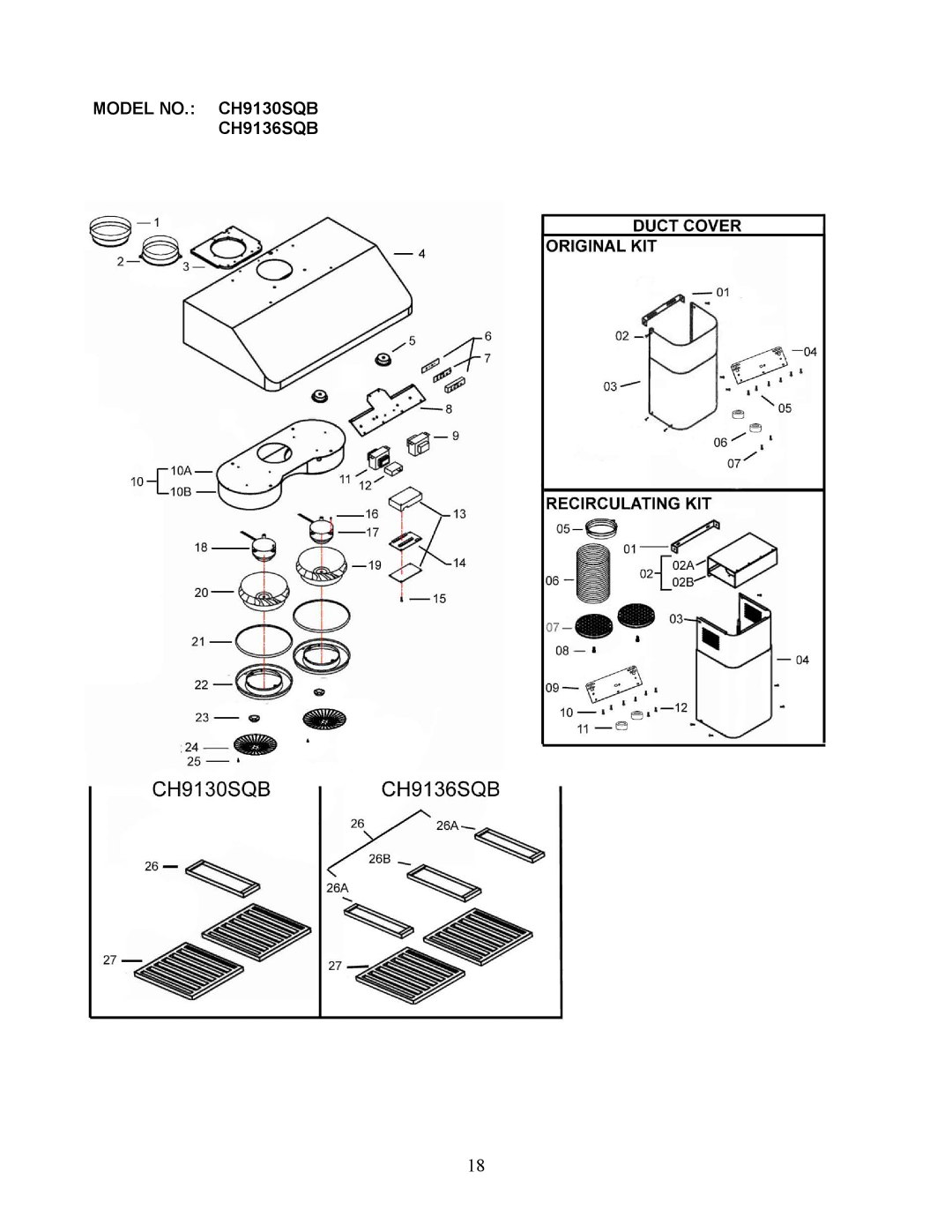 Kobe Range Hoods CH9148SQB, CH9142SQB, CH-191 installation instructions Model NO. CH9130SQB CH9136SQB 