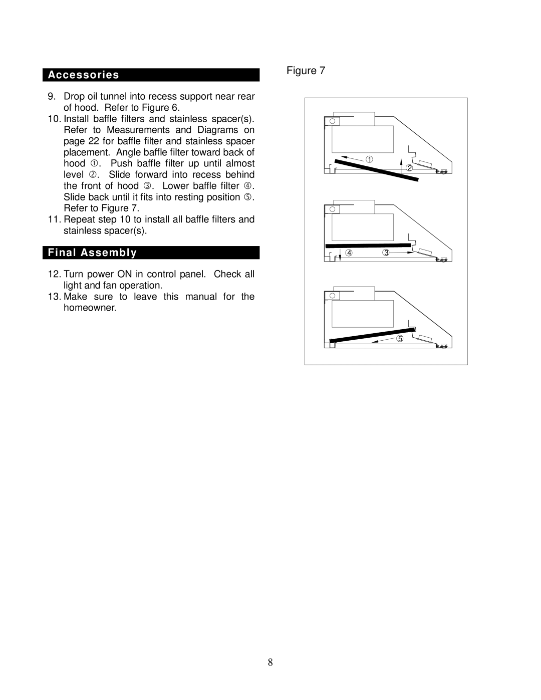 Kobe Range Hoods CH9642SQB, CH9648SQB, CH9630SQB, CH9636SQB installation instructions Accessories, Final Assembly 