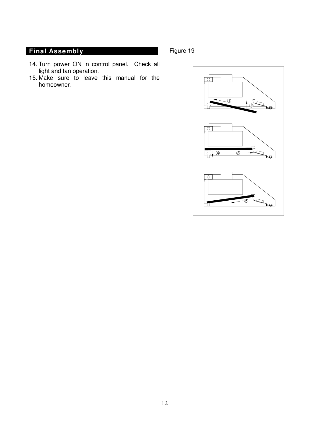 Kobe Range Hoods CH9642SQB, CH9648SQB, CH9630SQB, CH9636SQB installation instructions Final Assembly 