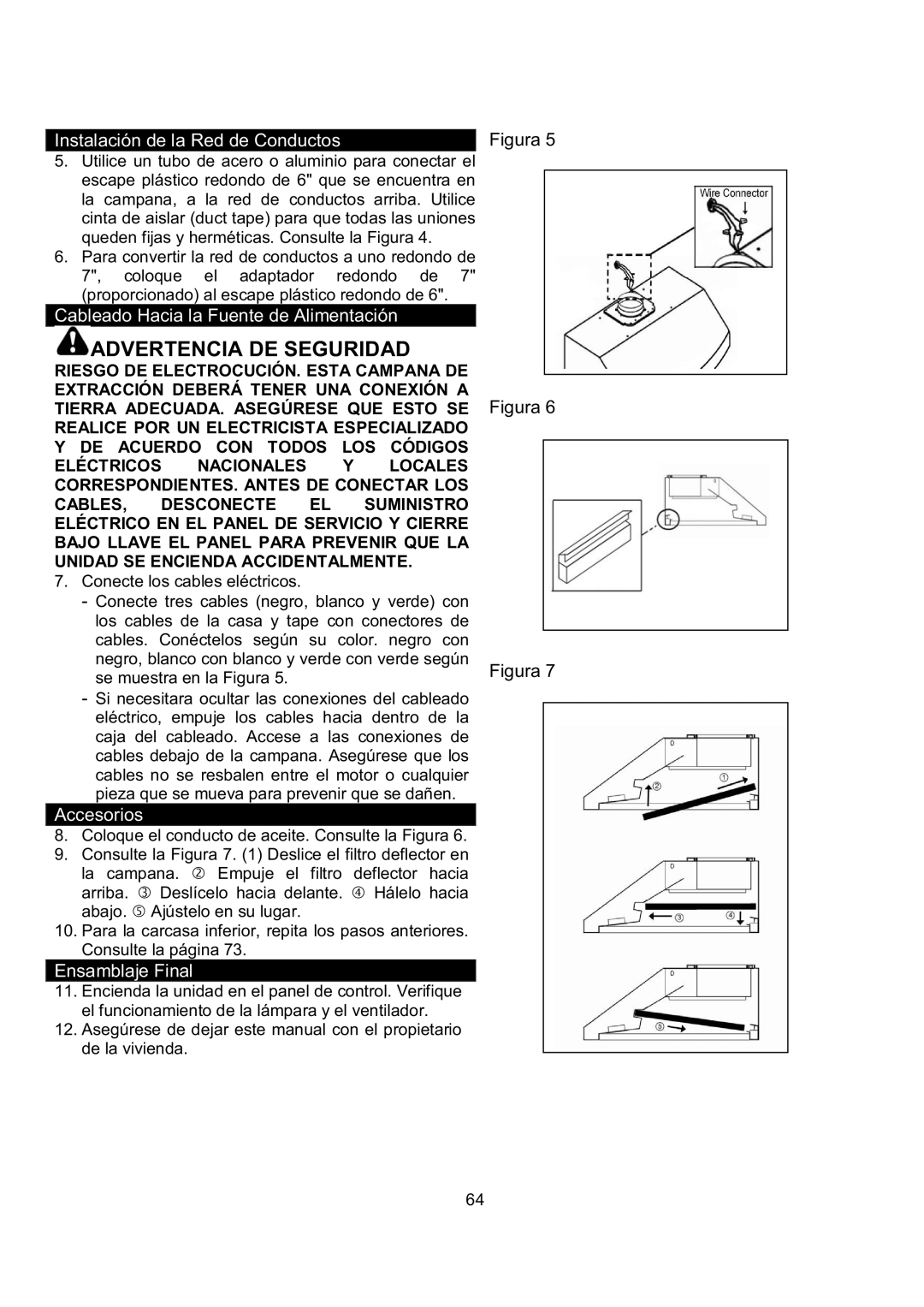 Kobe Range Hoods CH9736SQB, CH9730SQB, CH9742SQB, CH9748SQB manual Cableado Hacia la Fuente de Alimentación 