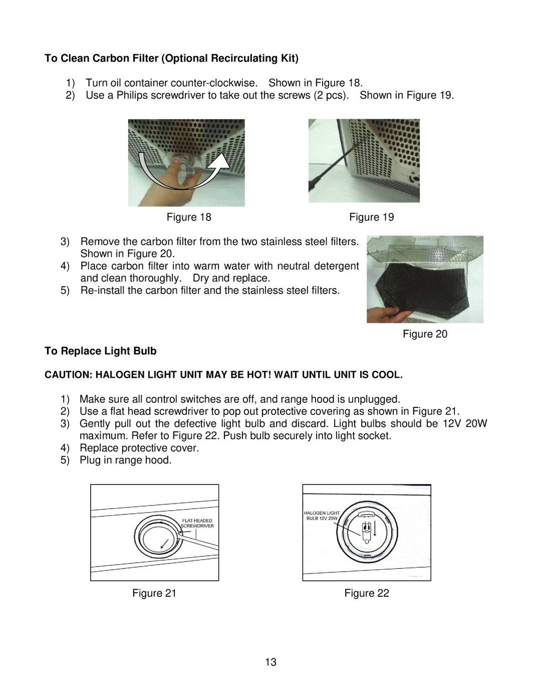 Kobe Range Hoods CX1830GS-8 To Clean Carbon Filter Optional Recirculating Kit, To Replace Light Bulb 