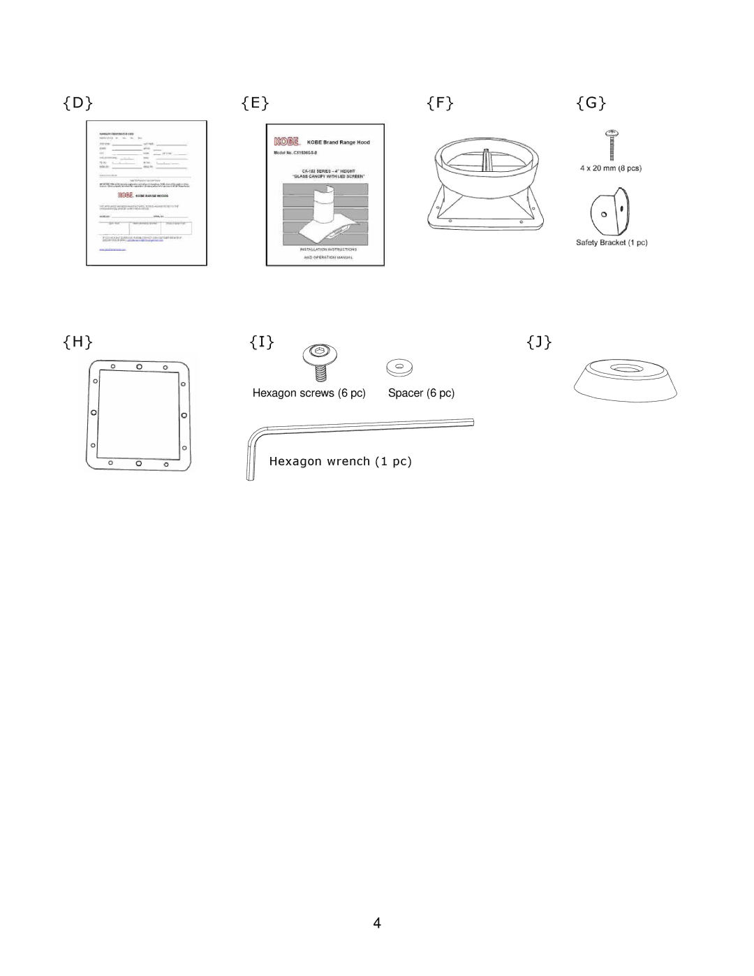 Kobe Range Hoods CX1830GS-8 installation instructions Def G 