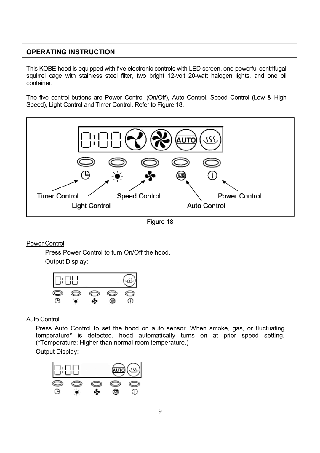 Kobe Range Hoods CX1842GS-8 manual Operating Instruction 