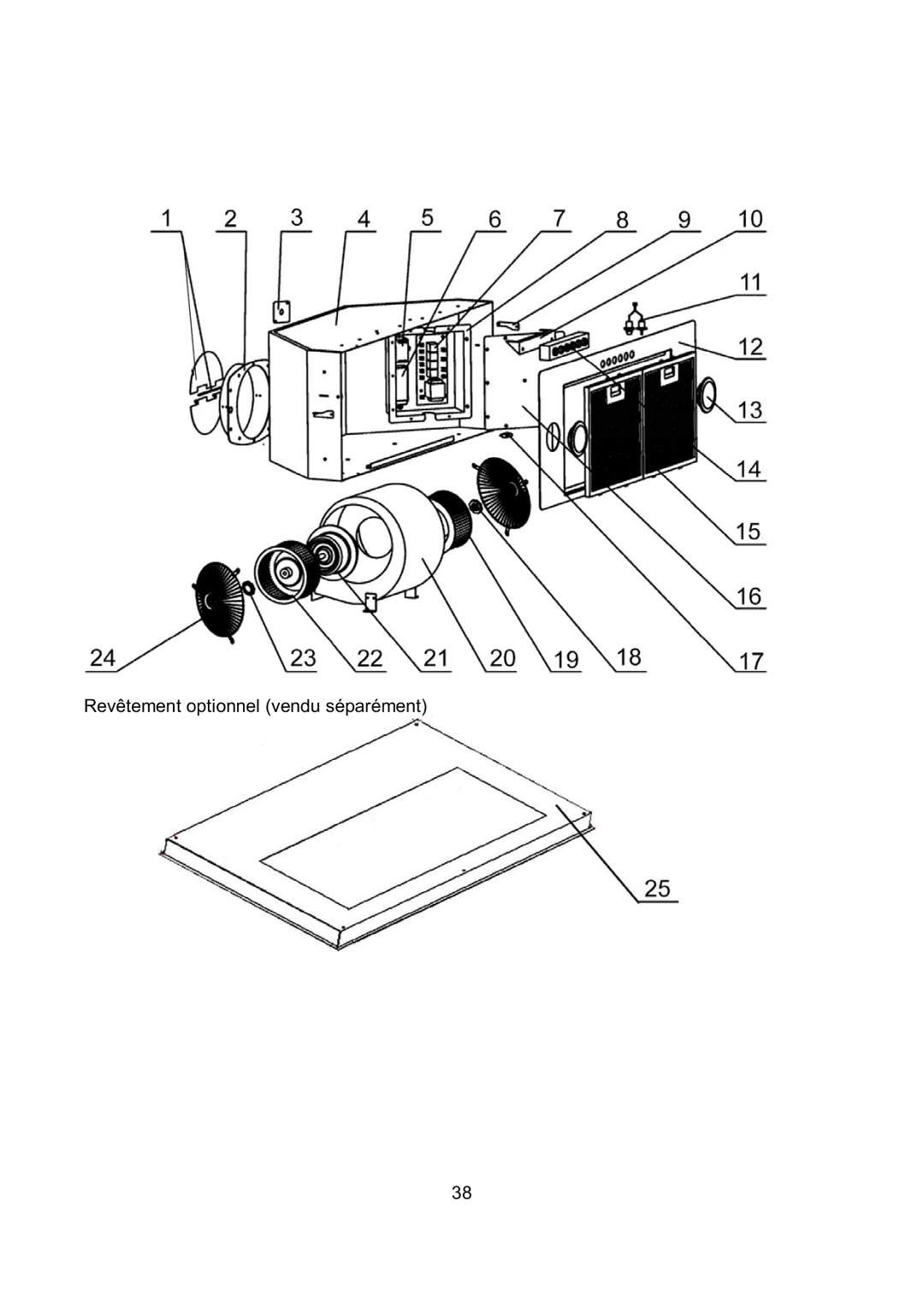 Kobe Range Hoods IN-027 installation instructions Revêtement optionnel vendu séparément 