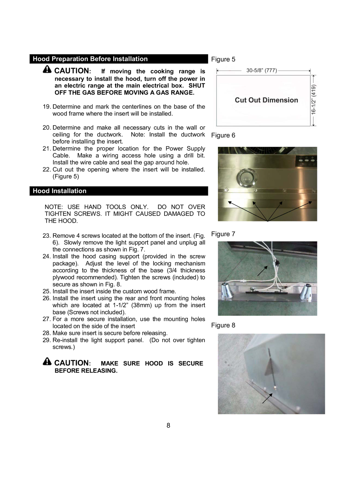 Kobe Range Hoods IN2636SQB-1 installation instructions Hood Preparation Before Installation, Hood Installation 