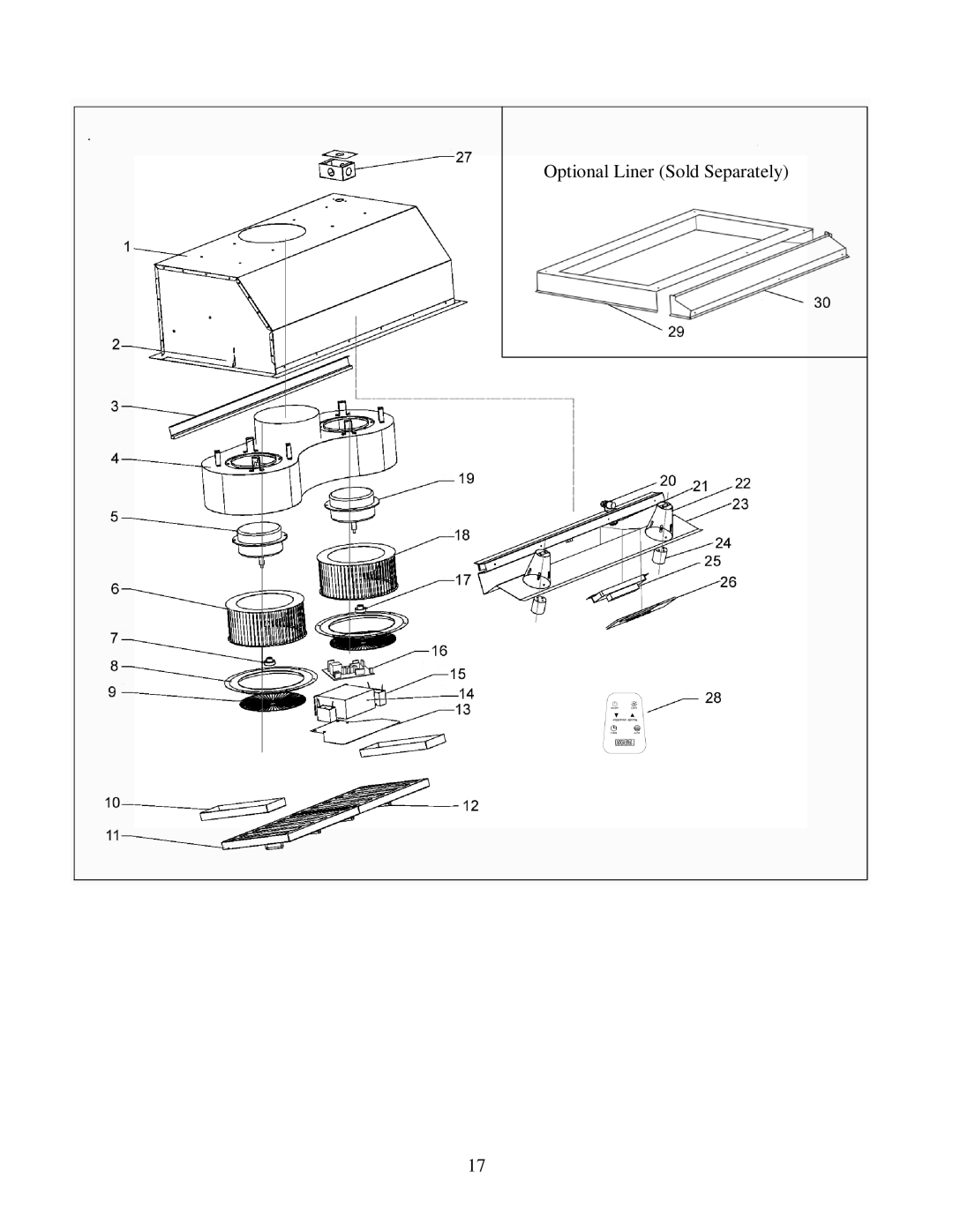 Kobe Range Hoods IN2636SQB manual Optional Liner Sold Separately 