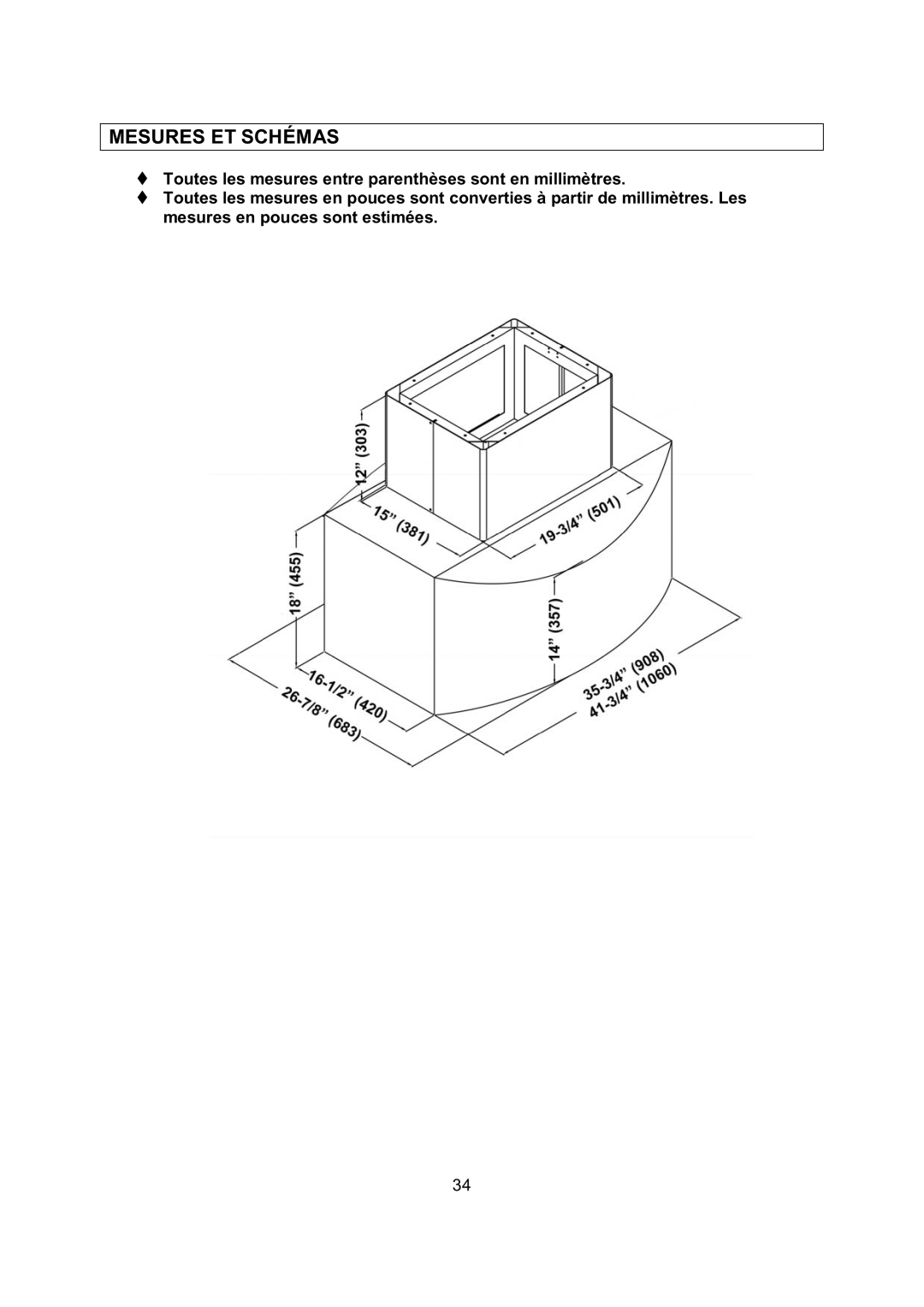 Kobe Range Hoods IS2142SQB, IS2136SQB installation instructions Mesures ET Schémas 