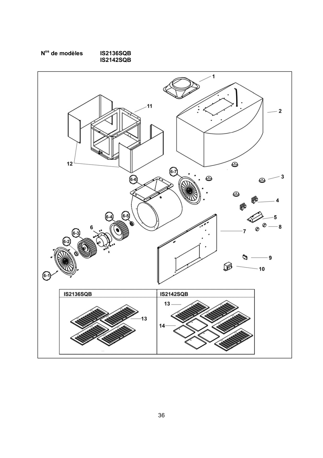 Kobe Range Hoods IS2142SQB installation instructions Nos de modèles, IS2136SQB 