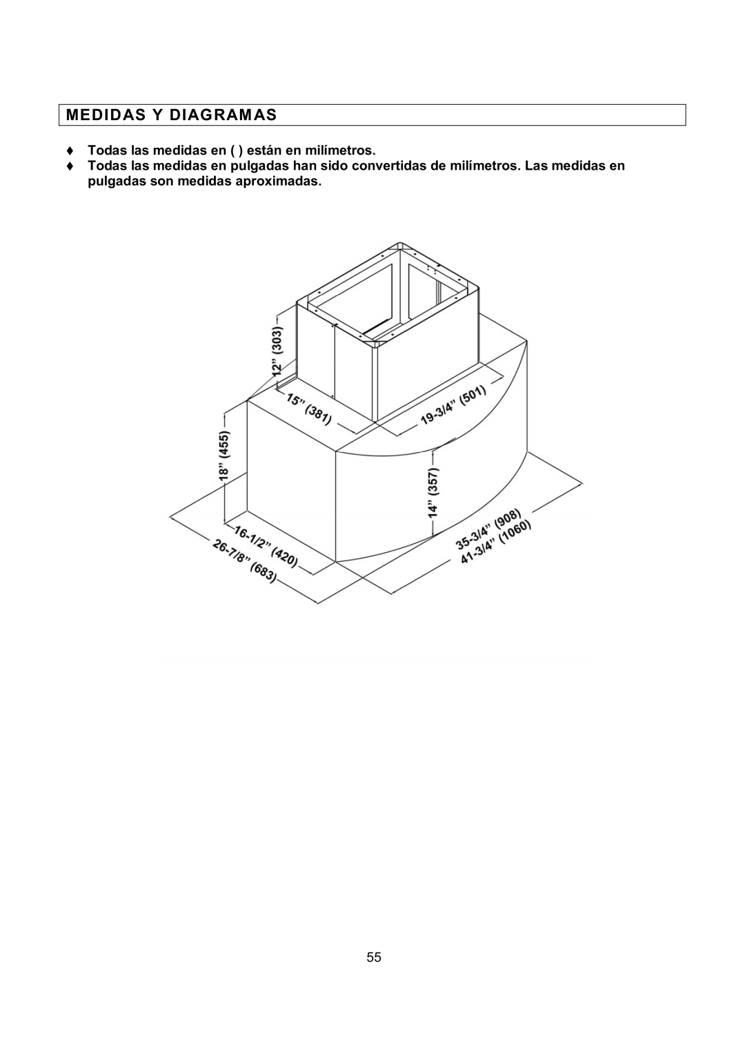 Kobe Range Hoods IS2136SQB, IS2142SQB installation instructions Medidas Y Diagramas 