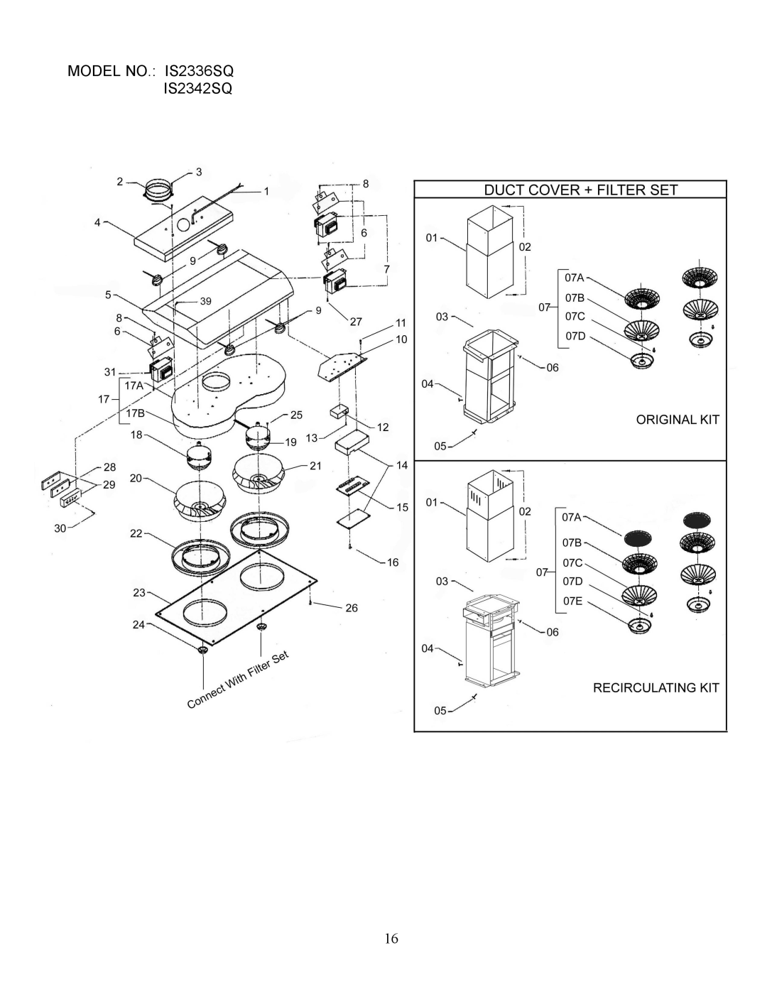 Kobe Range Hoods IS2342SQ installation instructions Model NO. IS2336SQ 