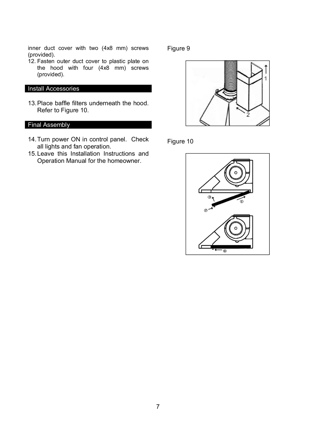 Kobe Range Hoods RA-094 SERIES, RA9430SQB, RA9436SQB installation instructions Install Accessories 