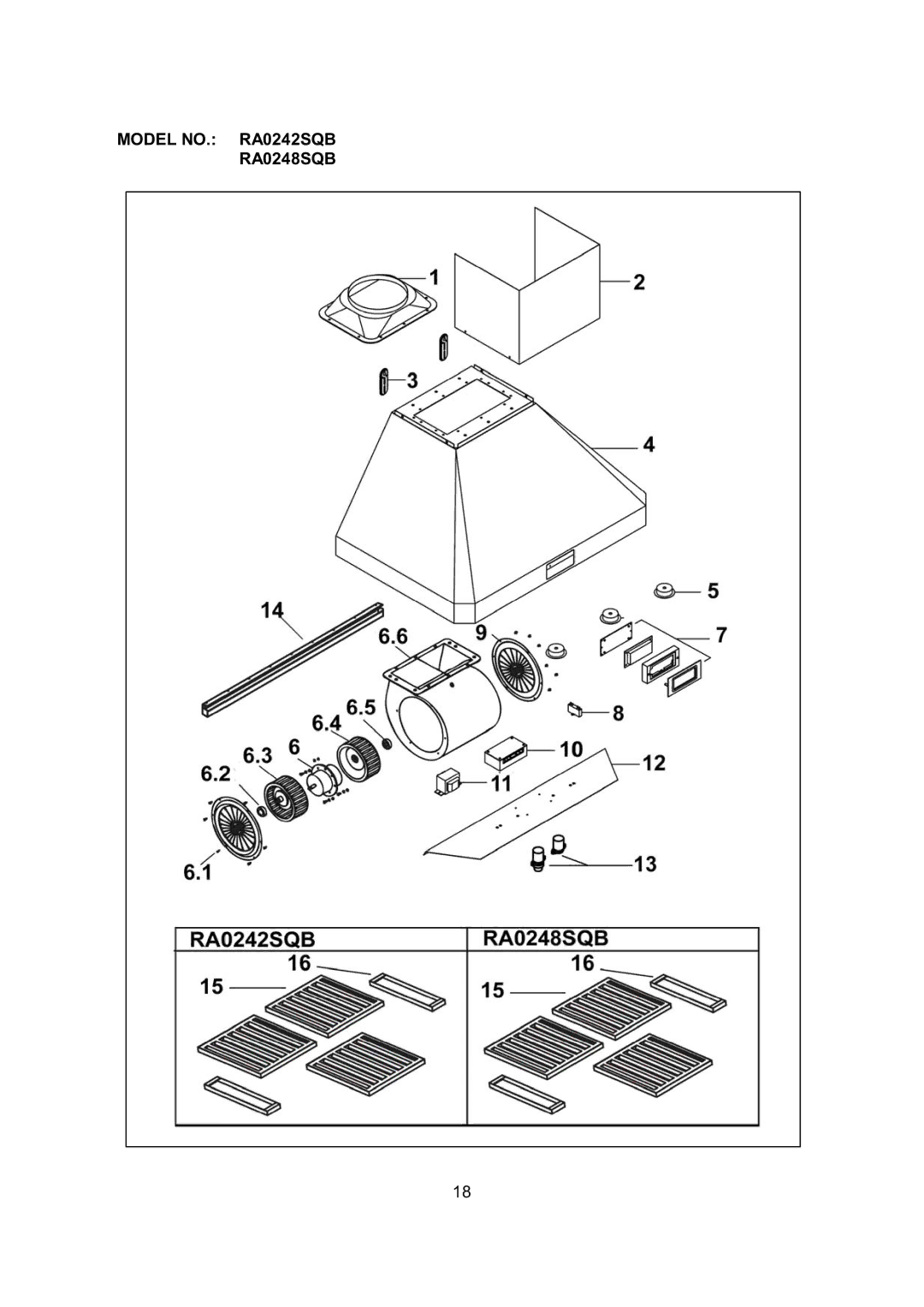 Kobe Range Hoods RA0230SQB, RA0236SQB installation instructions Model NO. RA0242SQB RA0248SQB 