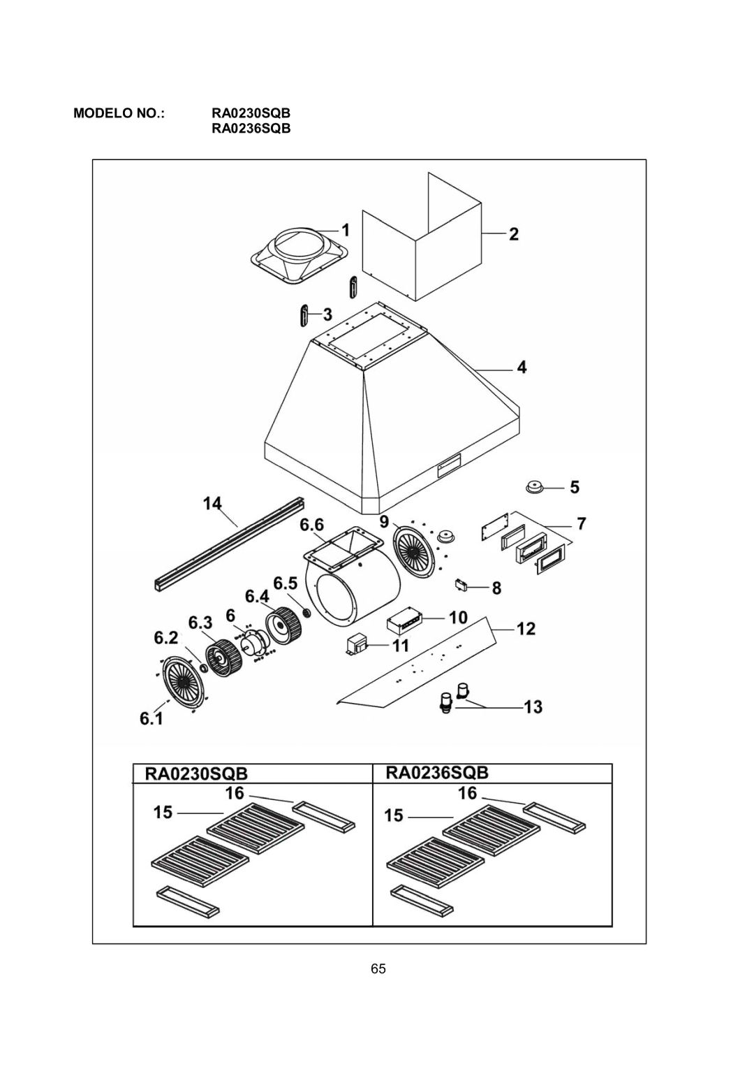 Kobe Range Hoods RA0248SQB, RA0242SQB installation instructions Modelo no RA0230SQB RA0236SQB 