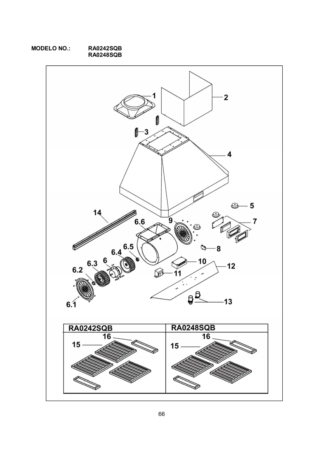 Kobe Range Hoods RA0230SQB, RA0236SQB installation instructions Modelo no RA0242SQB RA0248SQB 