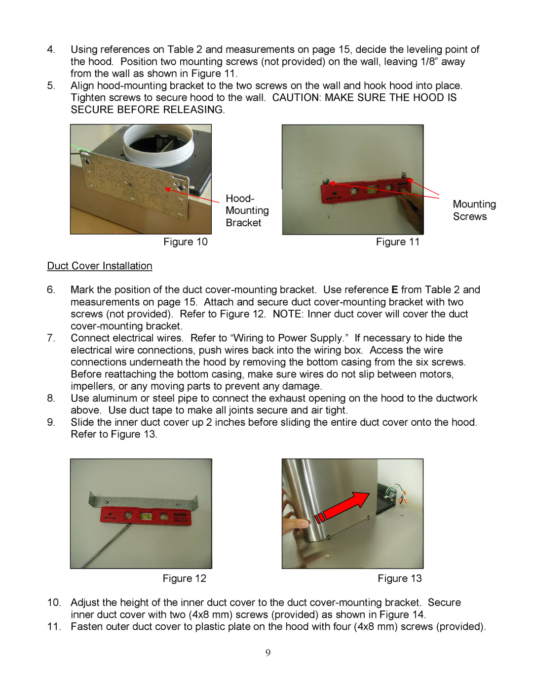 Kobe Range Hoods RA3836S, RA3830S installation instructions 