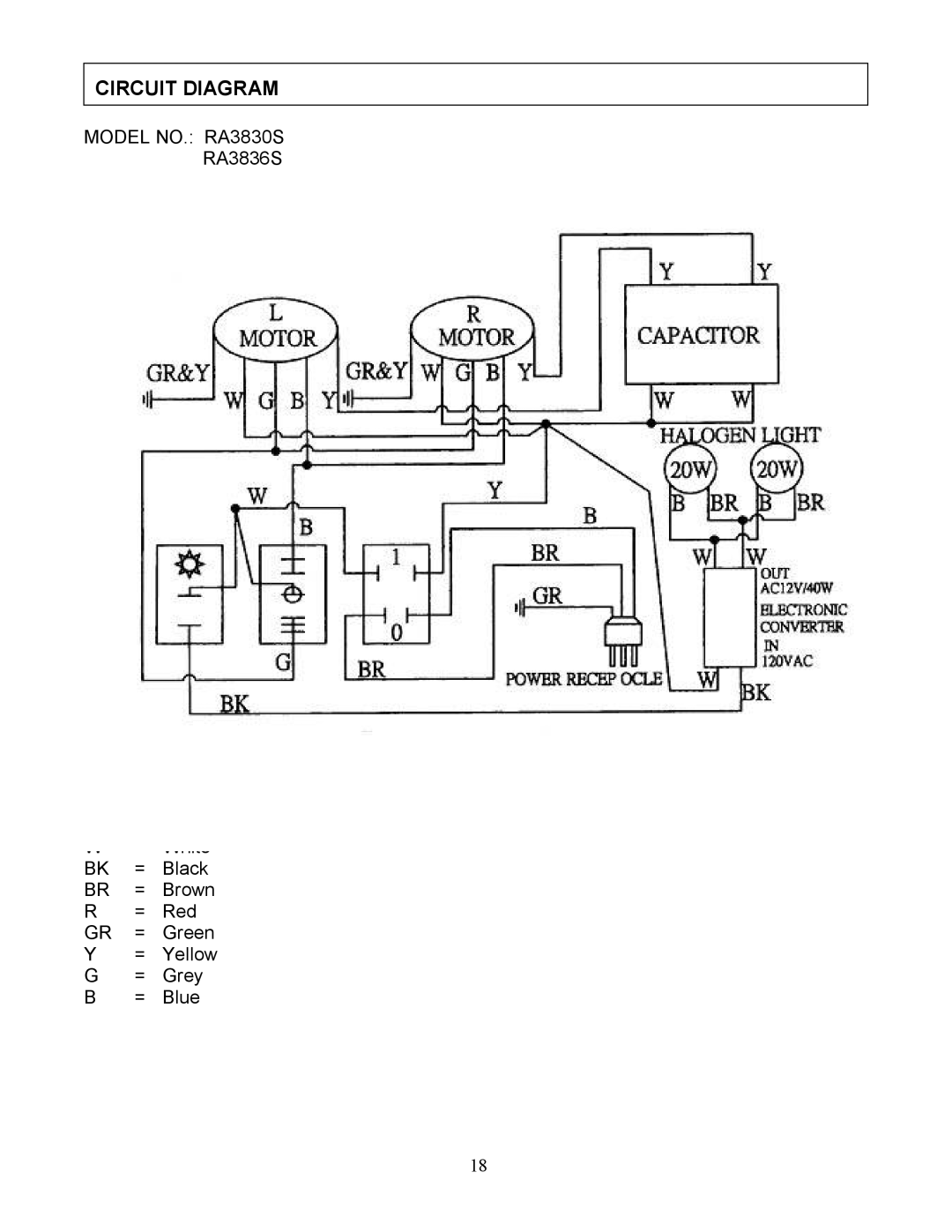 Kobe Range Hoods RA3830S, RA3836S installation instructions Circuit Diagram, KEY Code 