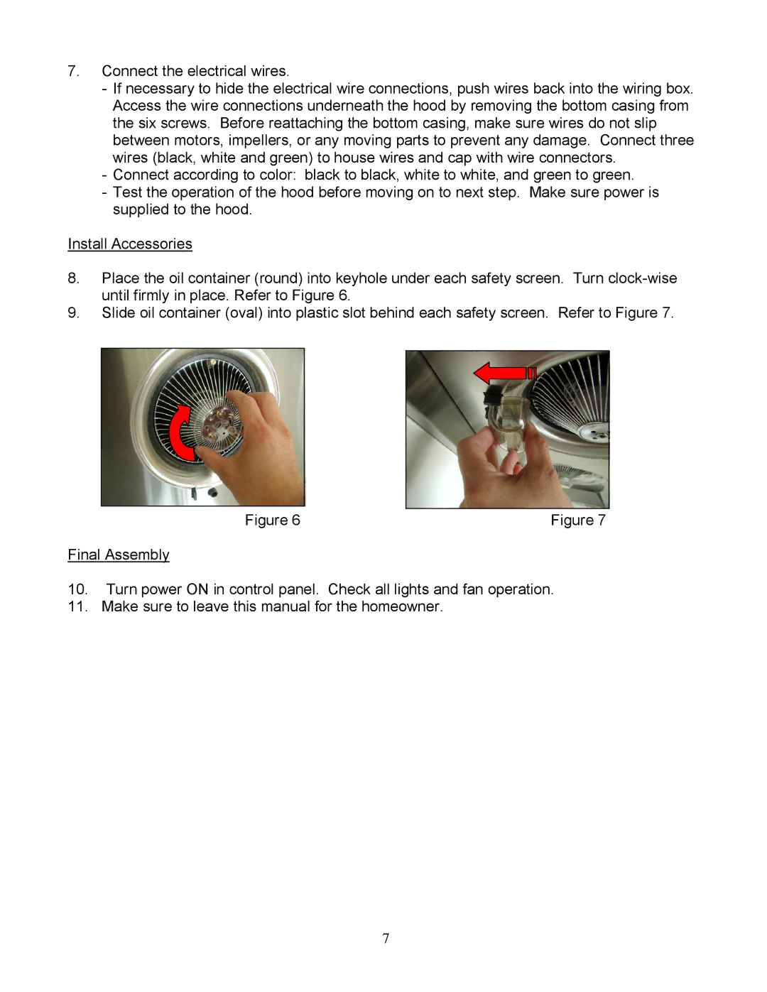 Kobe Range Hoods RA3836S, RA3830S installation instructions Connect the electrical wires 