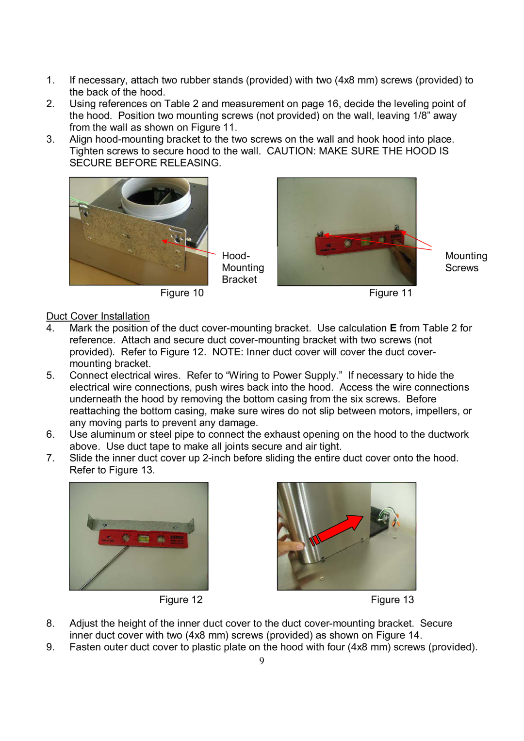 Kobe Range Hoods RA3830SQ, RA3836SQ installation instructions 