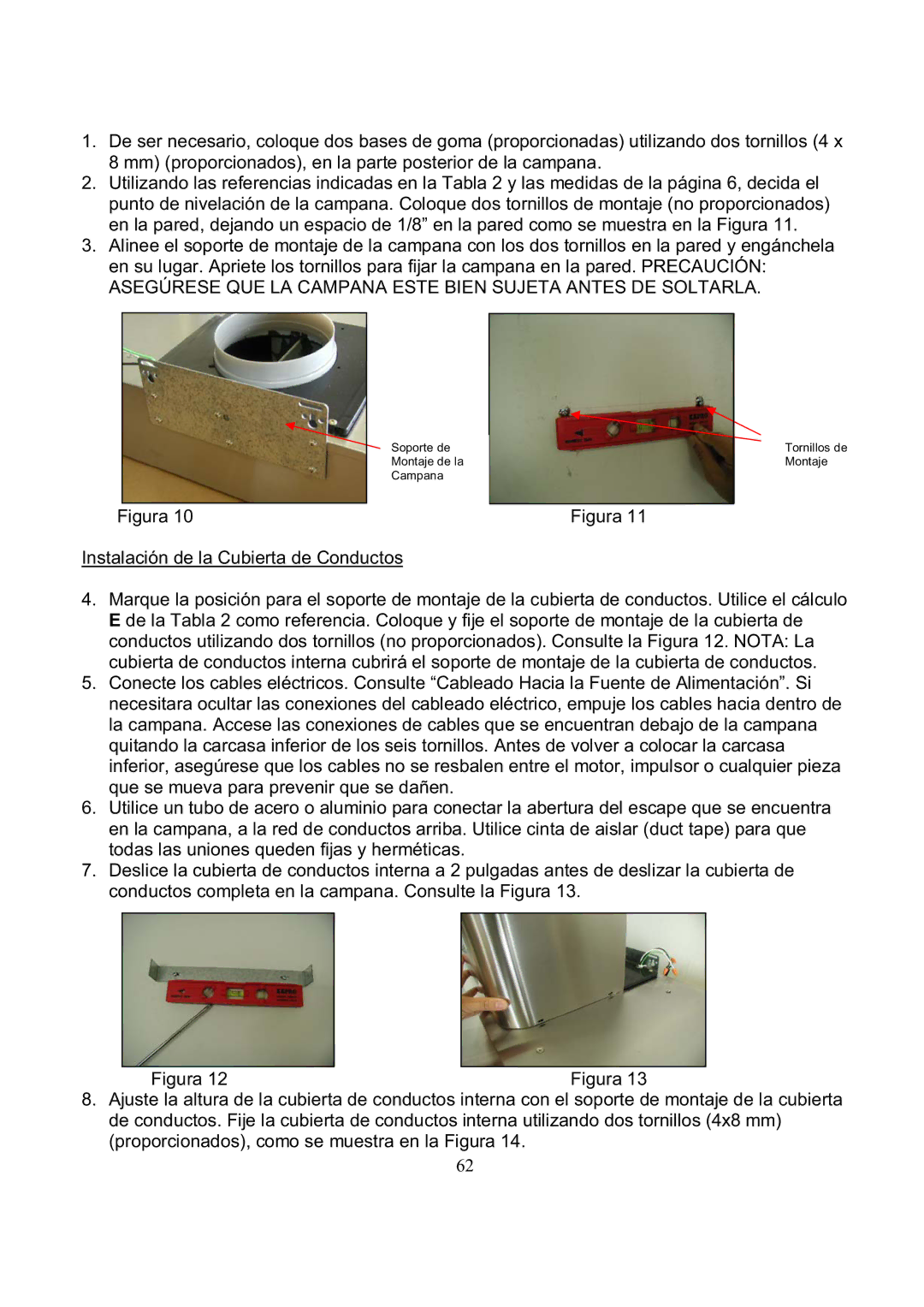 Kobe Range Hoods RA3836SQ, RA3830SQ installation instructions Instalación de la Cubierta de Conductos 