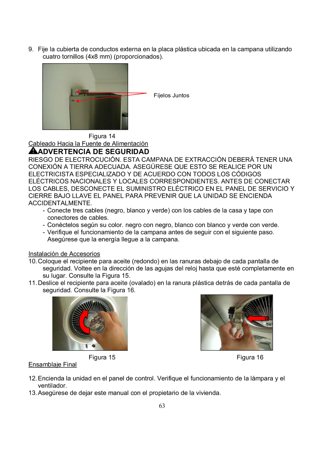 Kobe Range Hoods RA3830SQ, RA3836SQ installation instructions Figura Cableado Hacia la Fuente de Alimentación 