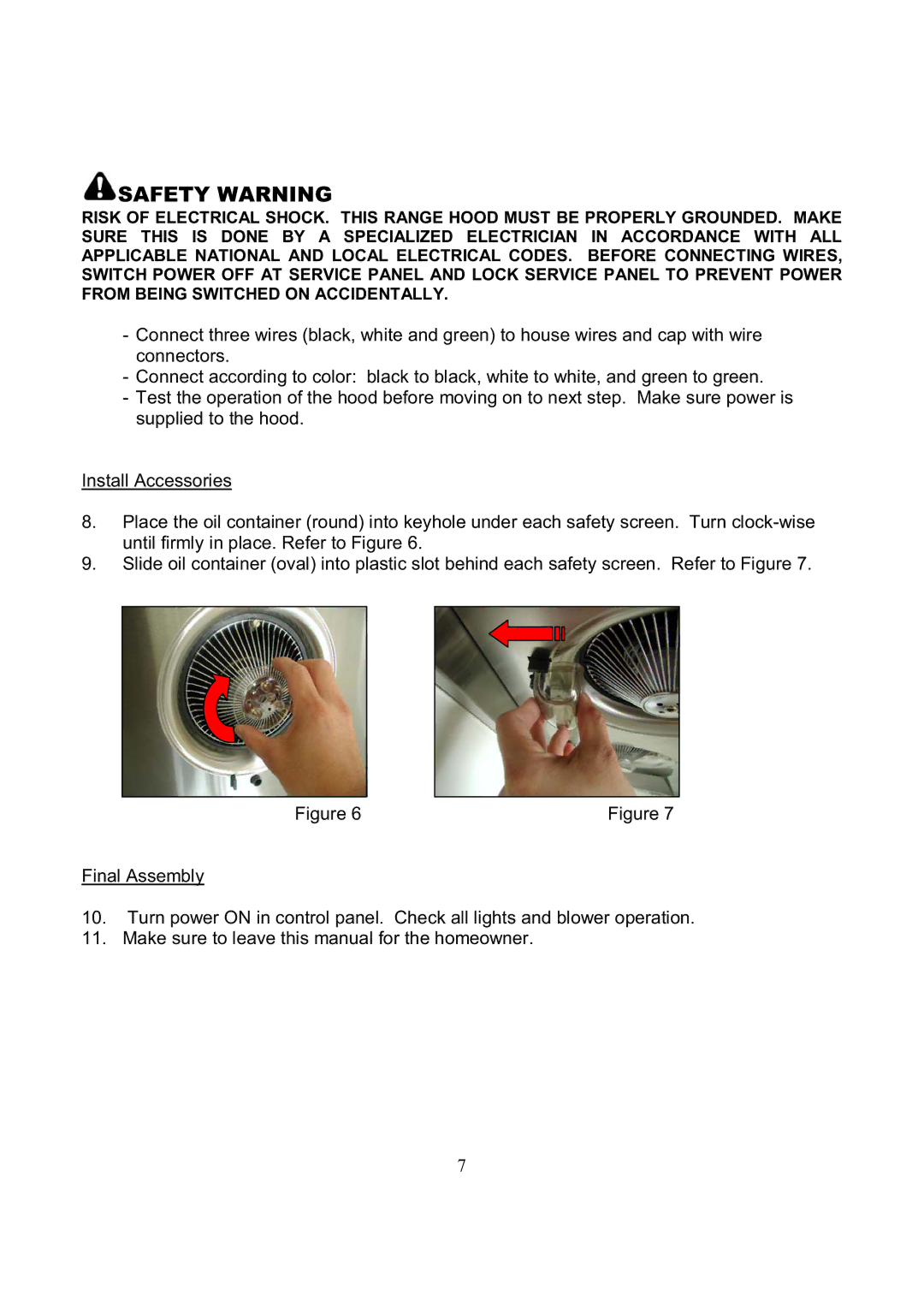 Kobe Range Hoods RA3830SQ, RA3836SQ installation instructions Safety Warning 