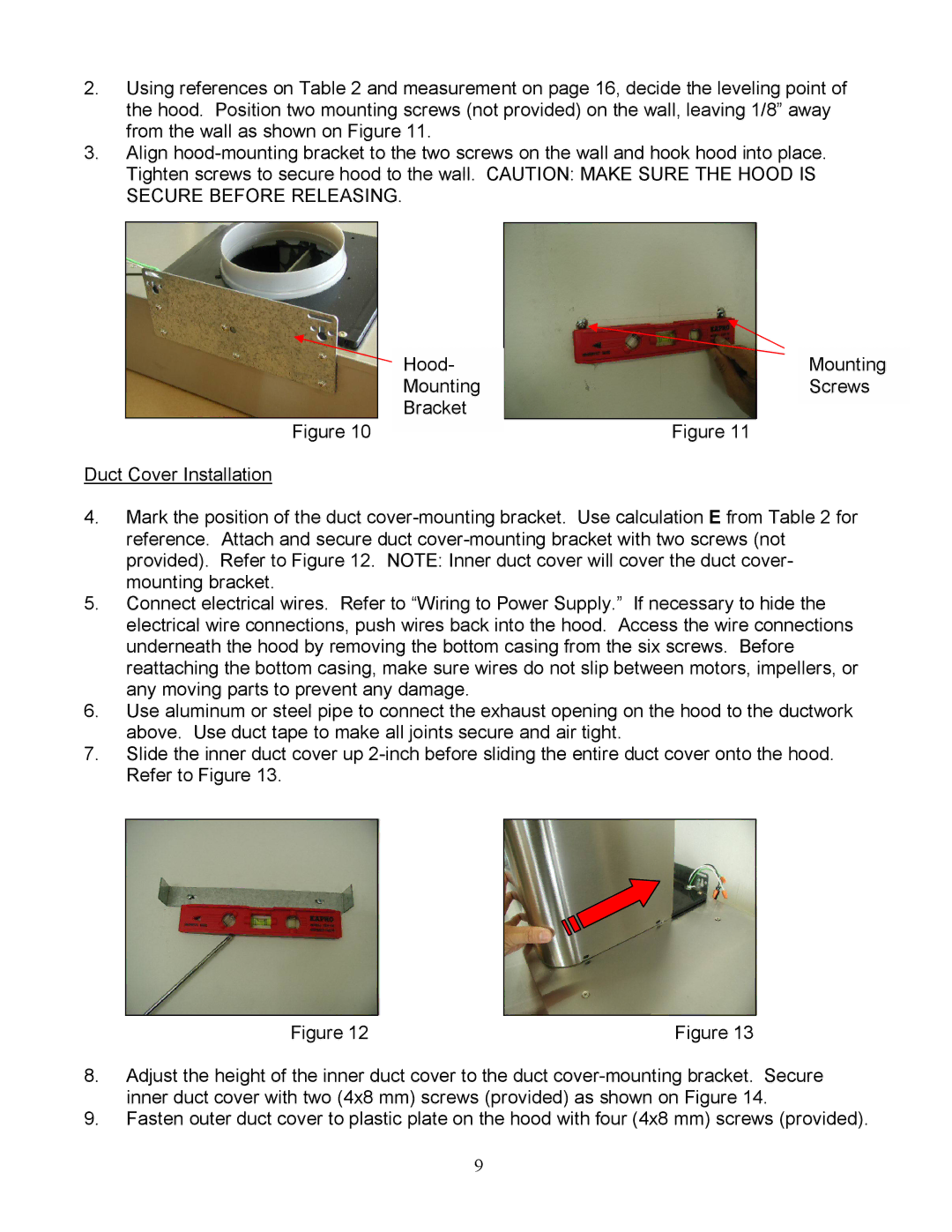 Kobe Range Hoods RA3830SQ, RA3836SQ installation instructions 