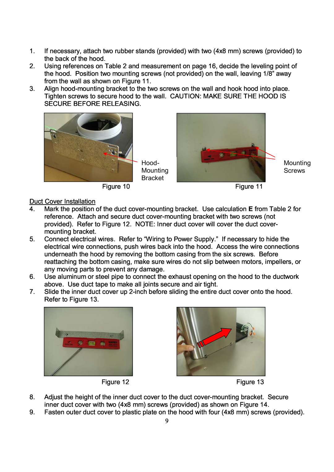 Kobe Range Hoods RA3830SQ, RA3836SQ installation instructions Hood Mounting Bracket Figure 