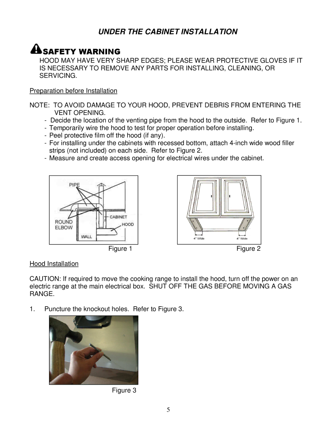 Kobe Range Hoods RA3836SQ installation instructions Under the Cabinet Installation 