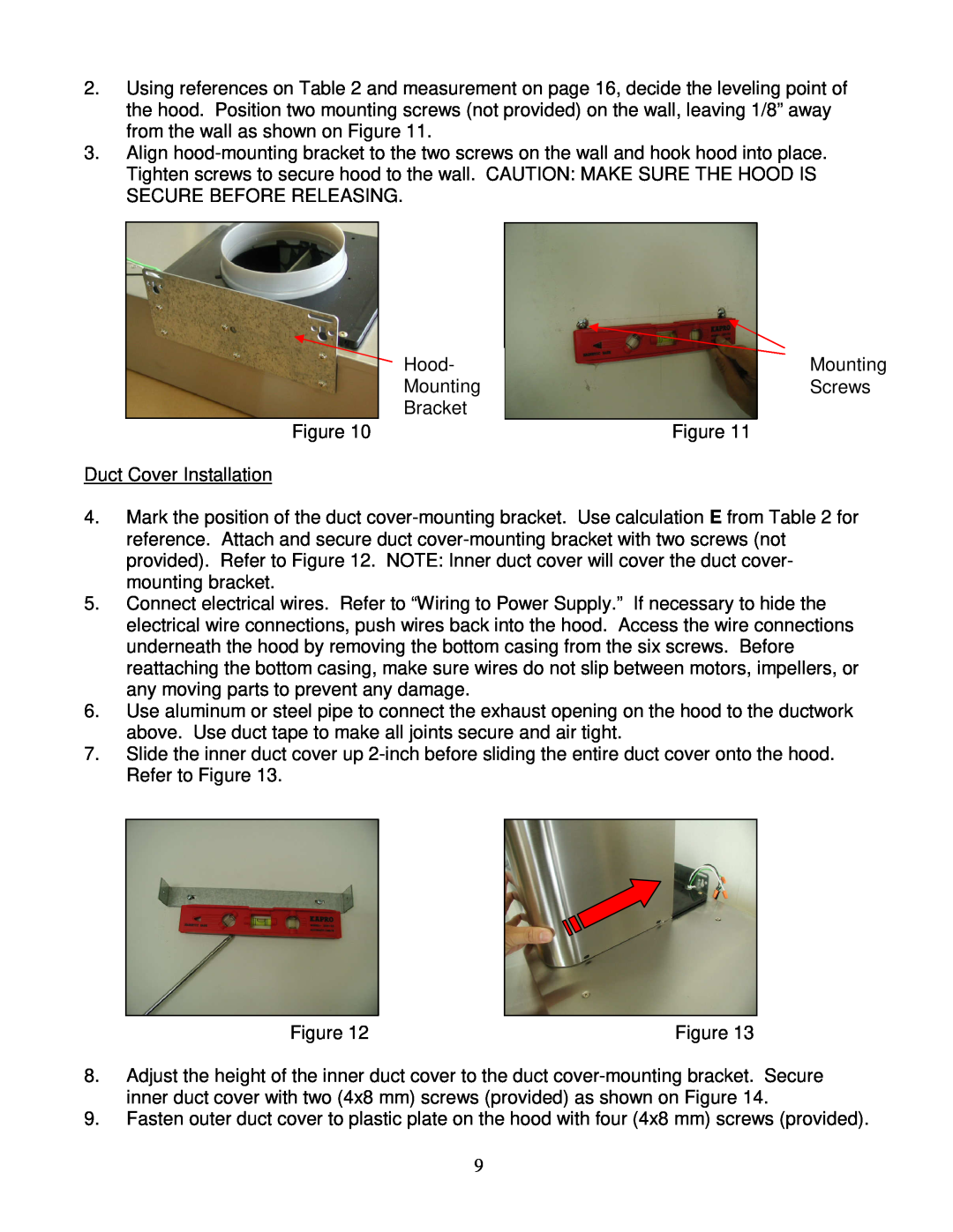 Kobe Range Hoods RA3836SQ installation instructions Hood Mounting Bracket Figure 