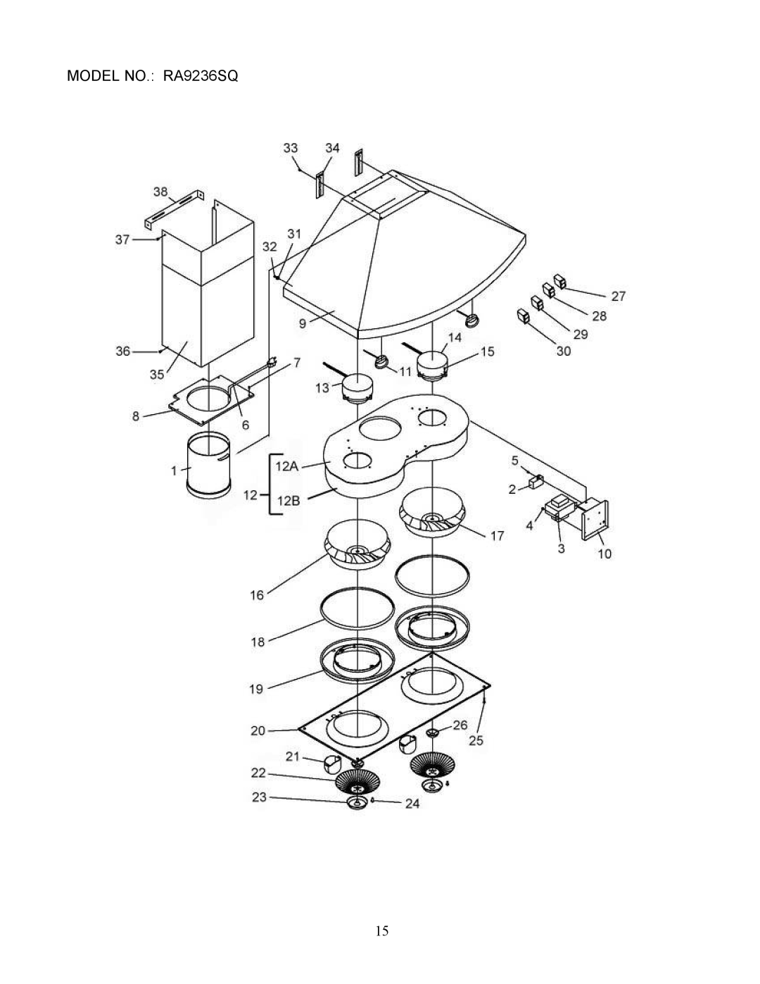 Kobe Range Hoods manual Model NO. RA9236SQ 